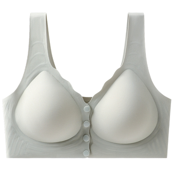 Elölkapcsos szoptatós melltartó, légáteresztő nylon anyagból, acélmentes, vékony formázott kosarakkal, a posztpartum időszakra