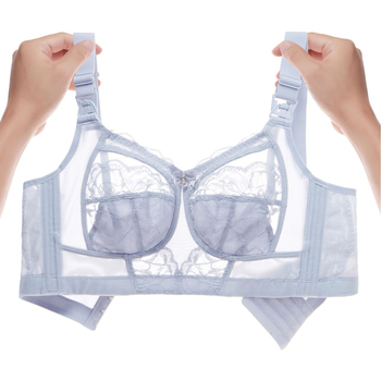 Szoptatós melltartó terhes nőknek – ultra vékonyan formázott kosarai, jacquard csipke dizájn, hátoldali öt sor kapocs, fixált dupla vállpántok, minden szakaszban megfelelő szoptatáshoz