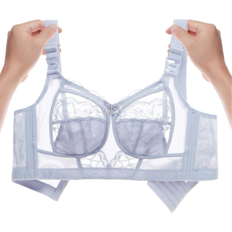 Szoptatós melltartó terhes nőknek – ultra vékonyan formázott kosarai, jacquard csipke dizájn, hátoldali öt sor kapocs, fixált dupla vállpántok, minden szakaszban megfelelő szoptatáshoz