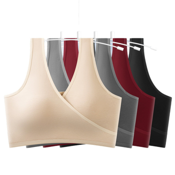 Szoptatós melltartó keresztpántú hátsó résszel, kényelmes pamutból, vékony kosarakkal, oldalsó nyitással, merevítő nélkül