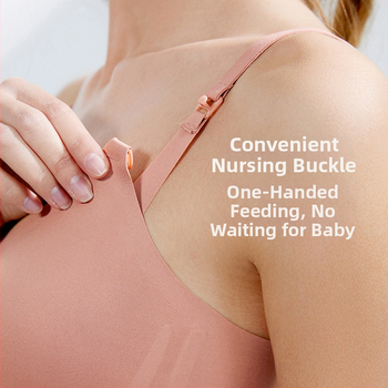 Grudnjak za dojenje s tankim oblikovanim čašicama, stražnje zatvaranje s tri reda kopči, čvrste dvostruke naramenice, bez žice.