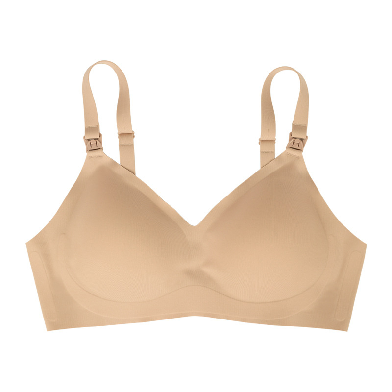 Grudnjak za dojenje s tankim oblikovanim čašicama, stražnje zatvaranje s tri reda kopči, čvrste dvostruke naramenice, bez žice.
