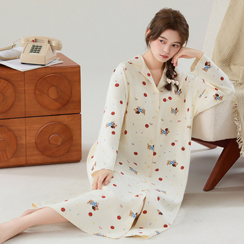 Tehotenské nočné šaty na dojčenie, 95–100% bavlna, dlhé rukávy, stredná hmotnosť 181–200 g/m², na jeseň-zimu, domáce oblečenie