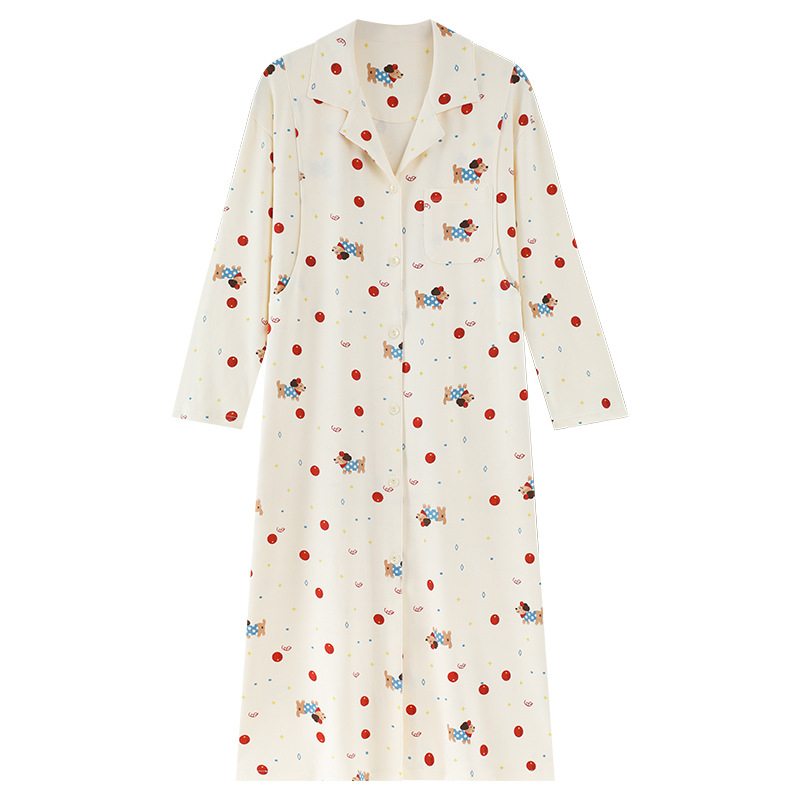 Tehotenské nočné šaty na dojčenie, 95–100% bavlna, dlhé rukávy, stredná hmotnosť 181–200 g/m², na jeseň-zimu, domáce oblečenie