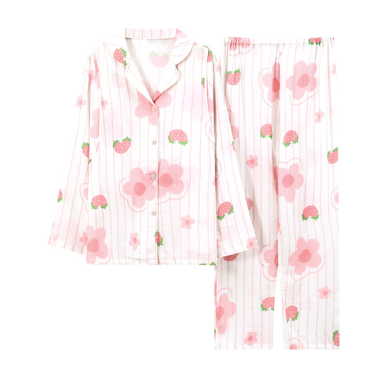 Set trudničkih pidžama od 100% pamuka, pamuk gazasto tkivo, upijanje znoja, pogodna za dojenje, dugi rukavi i hlače