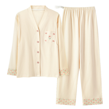 Set pijamale maternitate și alăptare – bumbac 100%, stil kimono, mâneci lungi, top cu pantaloni, greutate medie 181–200 g/m2