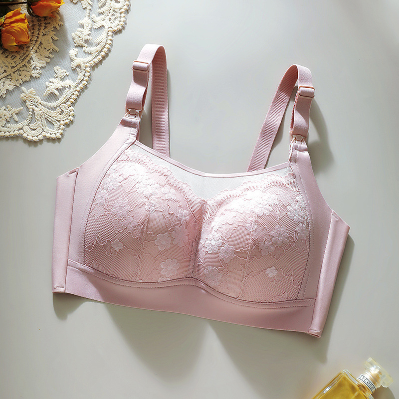 Sutien de alăptare cu deschidere frontală, cupe subțiri turnate, bretele detașabile dublu, dantelă decorativă, închidere spate cu patru rânduri de cârlige