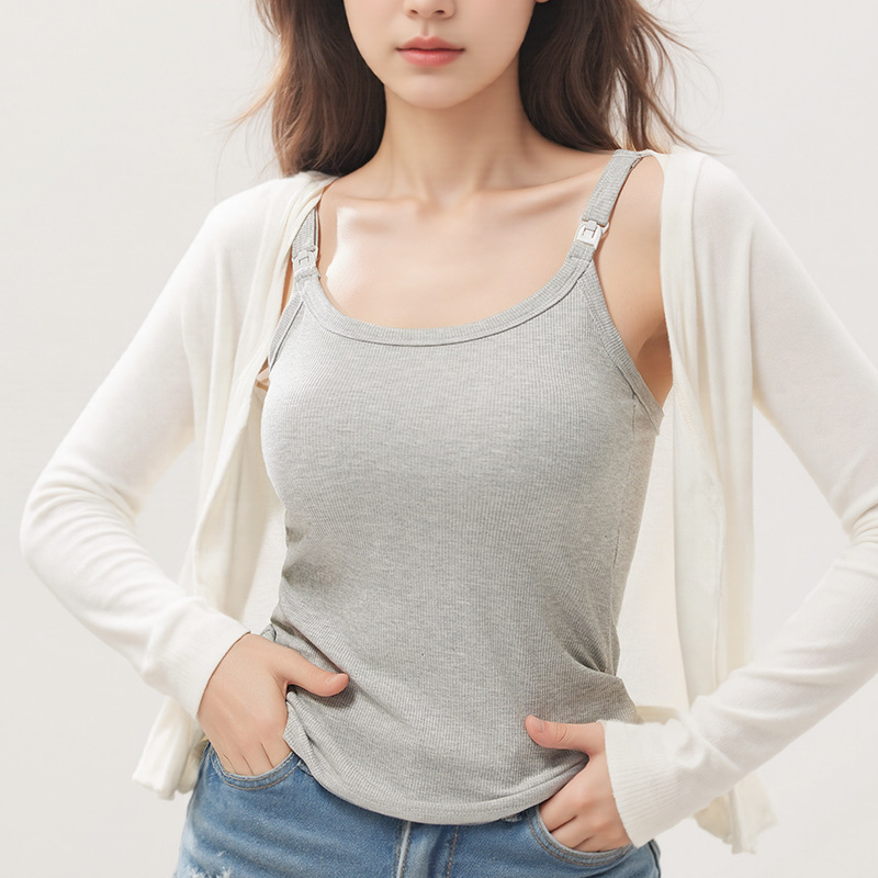 Τοπ θηλασμού Τρία σε Ένα με επένδυση από μετάξι, χωρίς σουτιέν, για μητρότητα, ριμπ ύφανση