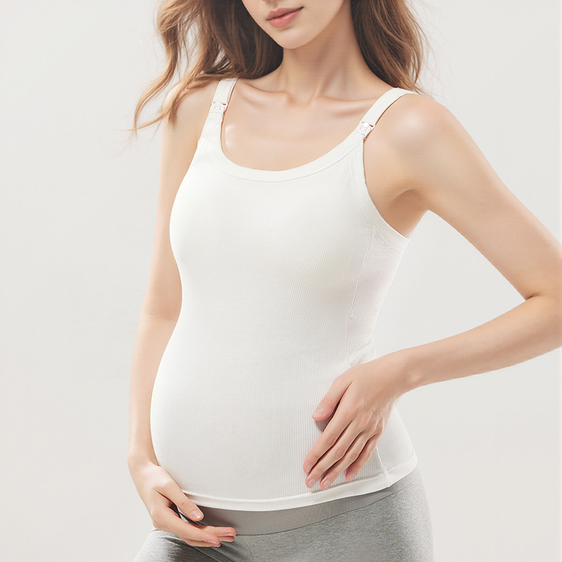 Τοπ θηλασμού Τρία σε Ένα με επένδυση από μετάξι, χωρίς σουτιέν, για μητρότητα, ριμπ ύφανση