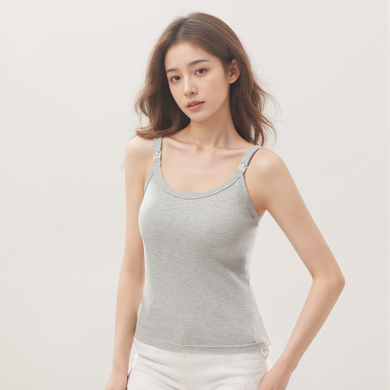 Τοπ θηλασμού Τρία σε Ένα με επένδυση από μετάξι, χωρίς σουτιέν, για μητρότητα, ριμπ ύφανση