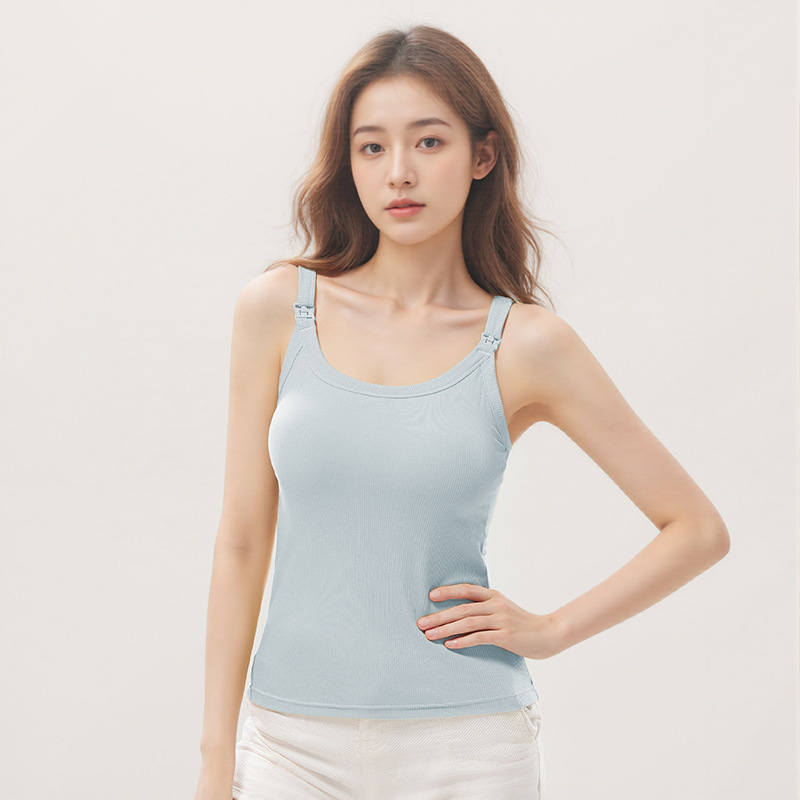 Τοπ θηλασμού Τρία σε Ένα με επένδυση από μετάξι, χωρίς σουτιέν, για μητρότητα, ριμπ ύφανση