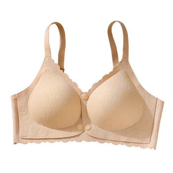 Sutien de alăptat cu deschidere frontală, cupe modelate, material nylon, bretele fixe, închidere cu trei rânduri la spate