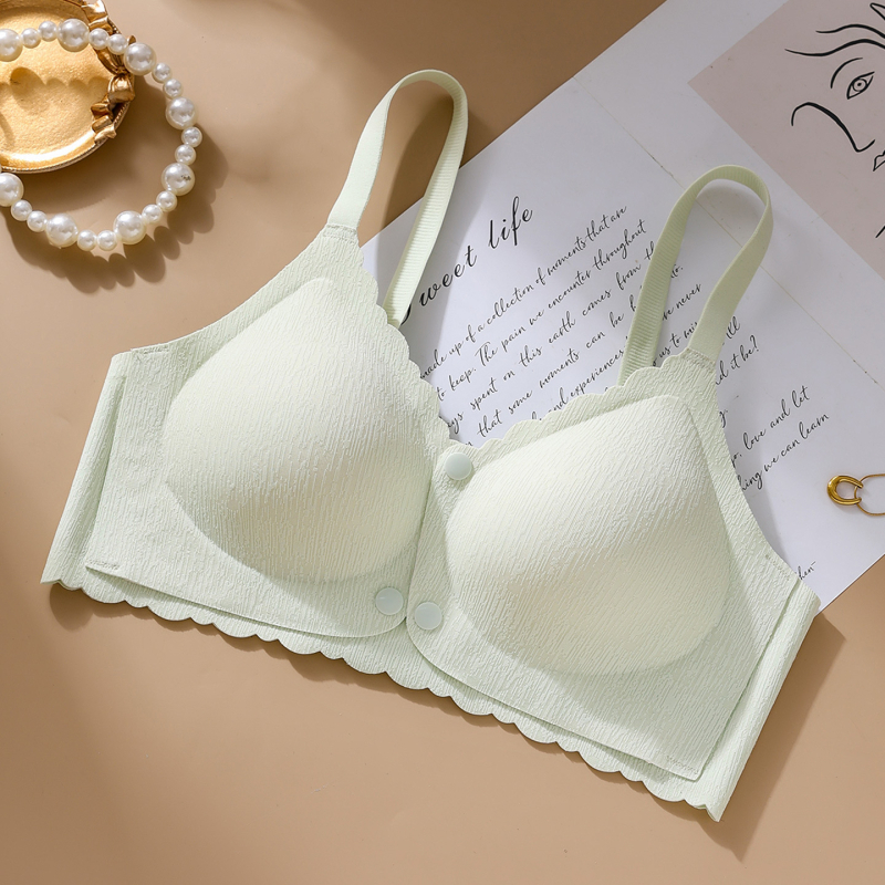 Sutien de alăptat cu deschidere frontală, cupe modelate, material nylon, bretele fixe, închidere cu trei rânduri la spate