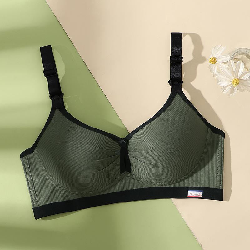 Sutien de alăptare fără sârmă, cu închidere frontală, respirabil, cupe modelate subțiri, cu închidere în spate cu patru rânduri de cârlige