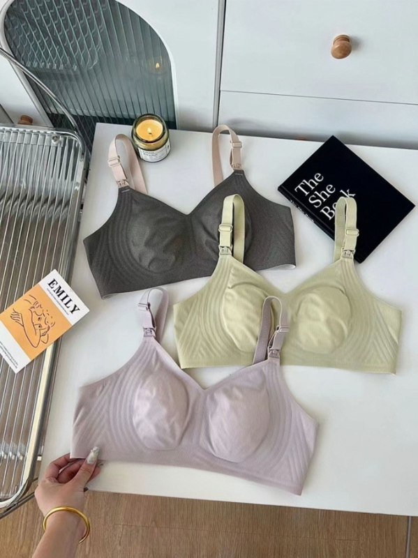 Sutien de alăptare pentru femei însărcinate, cupe subțiri modelate, material Modal, căptușeală 30–50% Spandex, bretele fixe în dublu, fără arc, design cu urechi de iepure