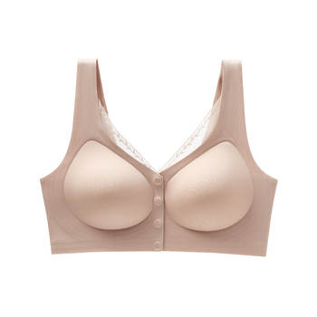 Sutien de alăptare cu închidere frontală, cupe modelate subțiri, fără fir metalic, material nylon, bretele fixe