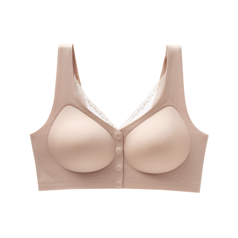 Sutien de alăptare cu închidere frontală, cupe modelate subțiri, fără fir metalic, material nylon, bretele fixe