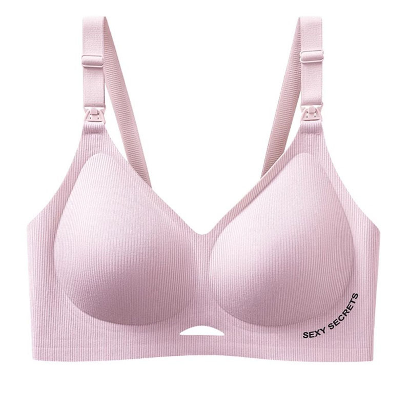 Sutien de alăptare pentru sarcină, material antibacterian 7A, fără sârmă metalică, cupă completă, bretele detașabile, închidere la spate cu patru rânduri