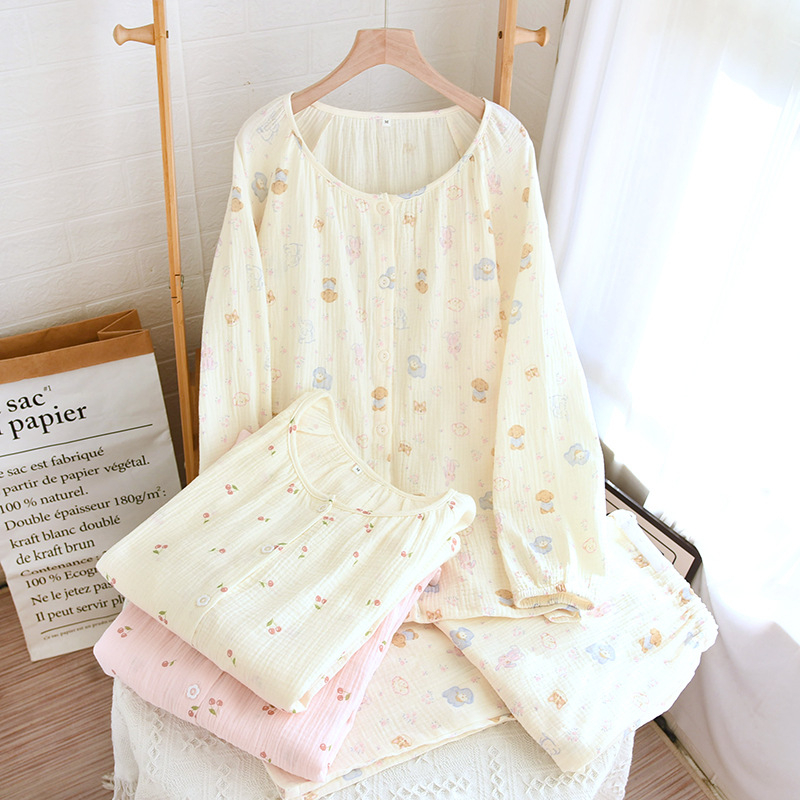 Set kućne odjeće za dojenje poslije poroda – crepe pamuk tkanina, minimalistički casual stil, dugi rukavi, hlače, za sve sezone