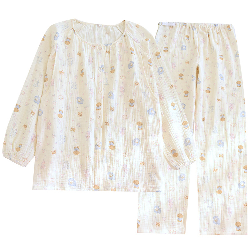 Set kućne odjeće za dojenje poslije poroda – crepe pamuk tkanina, minimalistički casual stil, dugi rukavi, hlače, za sve sezone