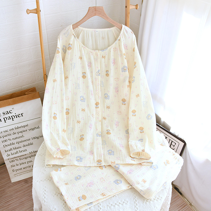 Set kućne odjeće za dojenje poslije poroda – crepe pamuk tkanina, minimalistički casual stil, dugi rukavi, hlače, za sve sezone
