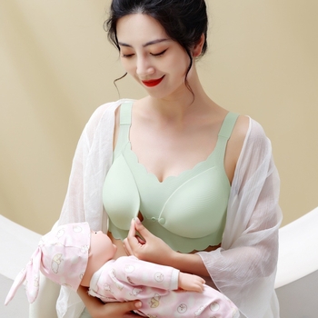 Sutien de alăptare pentru mame, cupe subțiri, închidere frontală, fără sârmă, pentru toate etapele sarcinii și alăptării — material nylon, căptușeală 100% poliester, bretele fixe, spate cu patru rânduri de cârlige