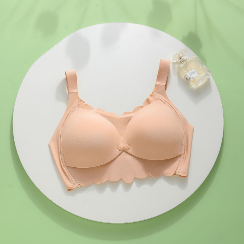 Sutien de alăptare pentru mame, cupe subțiri, închidere frontală, fără sârmă, pentru toate etapele sarcinii și alăptării — material nylon, căptușeală 100% poliester, bretele fixe, spate cu patru rânduri de cârlige