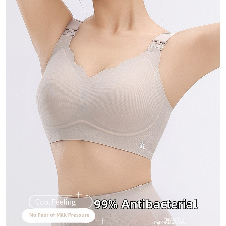 Bezšvová dojčiaca podprsenka pre tehotenstvo a dojčenie, dizajn na kŕmenie jednou rukou, chladivý materiál, tenké tvarované košíčky, bez oceľových výstuží, antibakteriálna ochrana