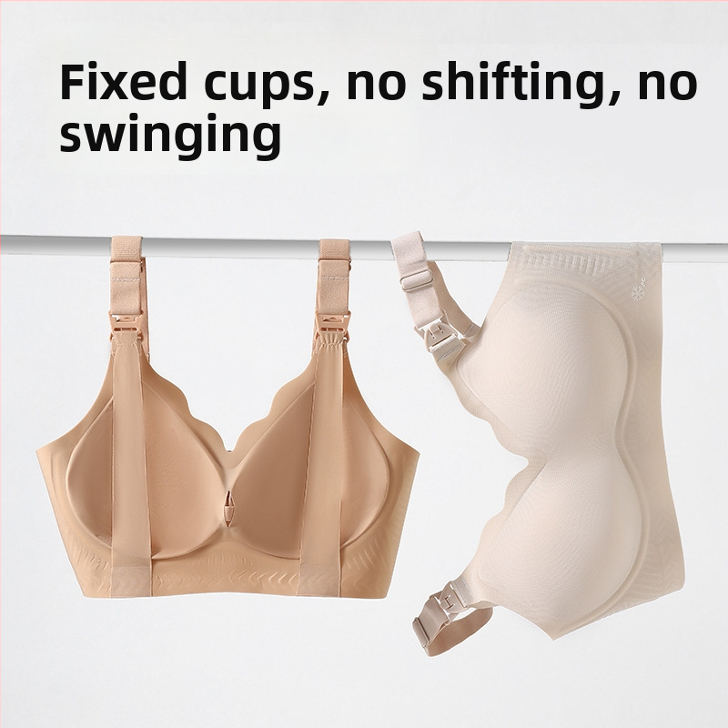 Bezšvová dojčiaca podprsenka pre tehotenstvo a dojčenie, dizajn na kŕmenie jednou rukou, chladivý materiál, tenké tvarované košíčky, bez oceľových výstuží, antibakteriálna ochrana