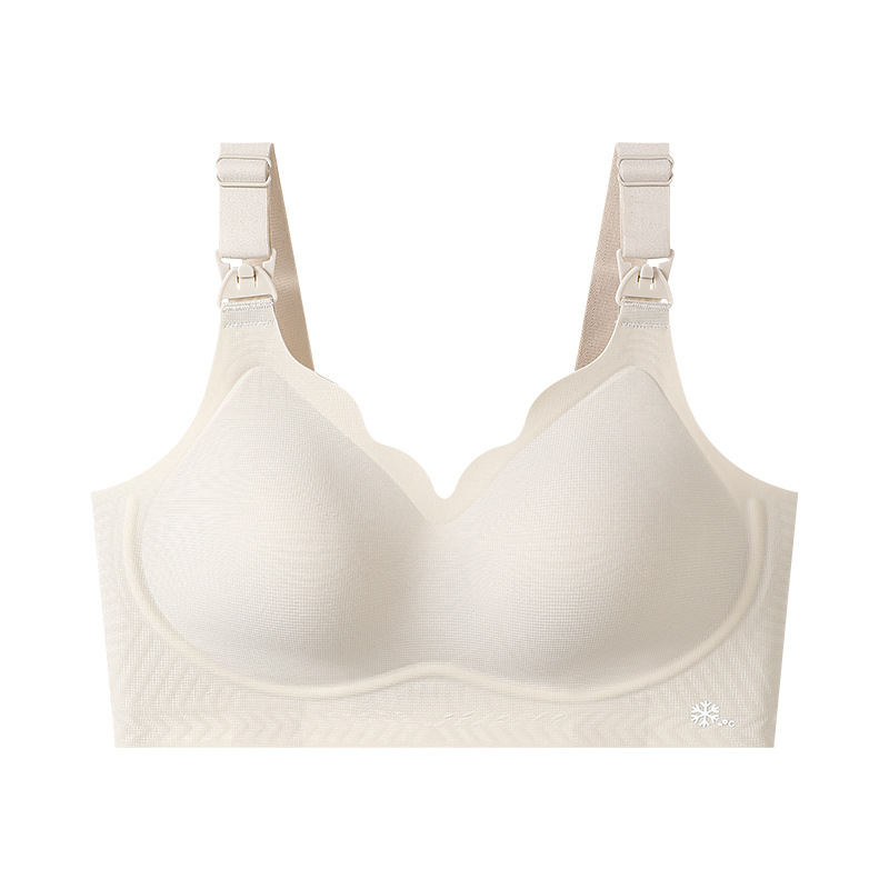 Bezšvová dojčiaca podprsenka pre tehotenstvo a dojčenie, dizajn na kŕmenie jednou rukou, chladivý materiál, tenké tvarované košíčky, bez oceľových výstuží, antibakteriálna ochrana