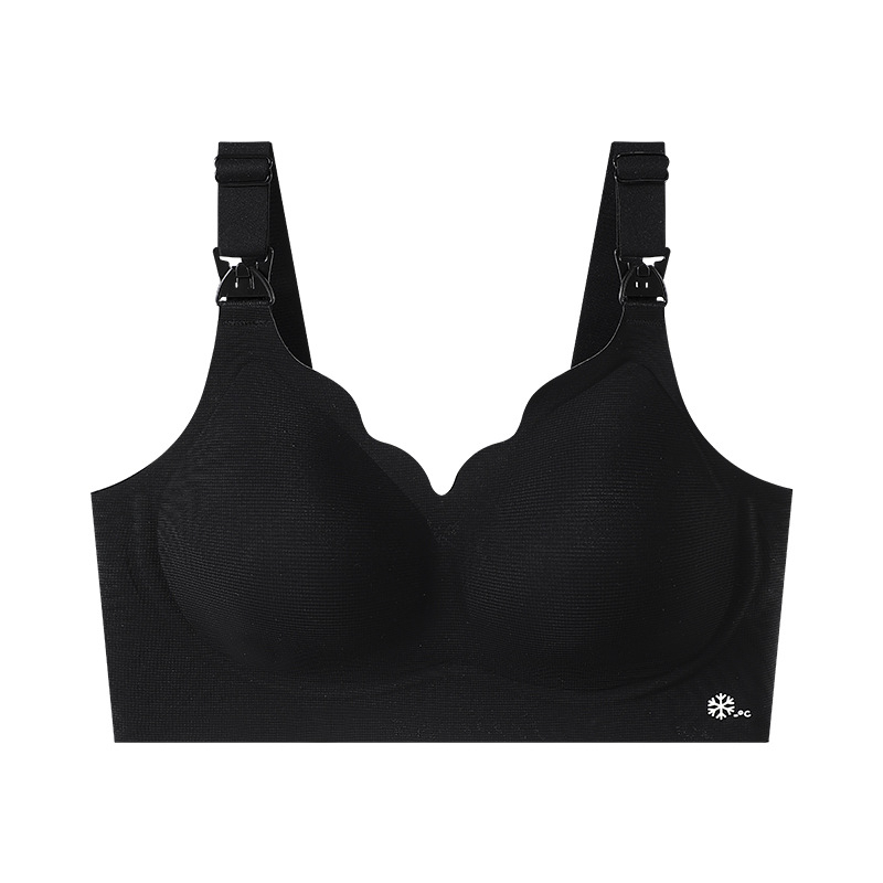 Bezšvová dojčiaca podprsenka pre tehotenstvo a dojčenie, dizajn na kŕmenie jednou rukou, chladivý materiál, tenké tvarované košíčky, bez oceľových výstuží, antibakteriálna ochrana