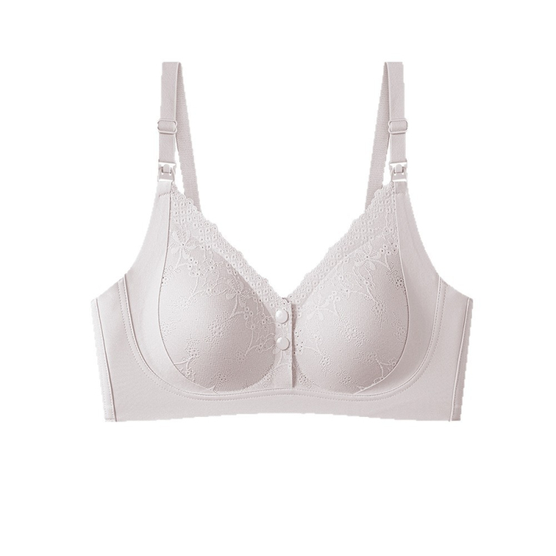 Sutien de alăptare din dantelă, nailon, cupe subțiri, bretele fixe, închidere cu patru rânduri la spate