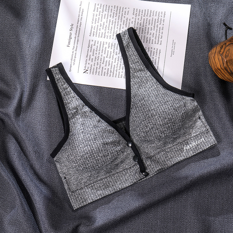 Sutien de alăptare pentru maternitate, cu nasturi în față, fără cusături, fără fir, cu pernuțe detașabile pentru sân și bretele duble fixe