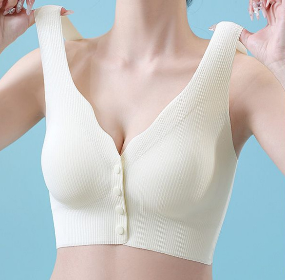 Tehotenská a dojčiaca podprsenka s predným zapínaním, určená pre tehotenstvo a popôrodné obdobie, s tenkými tvarovanými košíčkami, bez kovových rámov, nylonová tkanina s podšívkou zo spandexu (80–90%), vhodná pre všetky štádia.