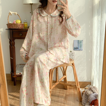 Postporođajna pidžama od bambusovih vlakana s umetkom za dojenje – dugi rukavi i hlače, lagano kućno odijevanje za proljeće/ljeto/jesen