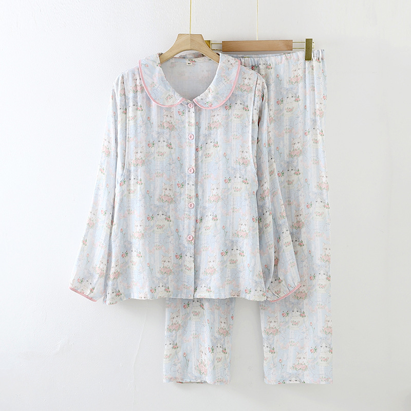 Postporođajna pidžama od bambusovih vlakana s umetkom za dojenje – dugi rukavi i hlače, lagano kućno odijevanje za proljeće/ljeto/jesen