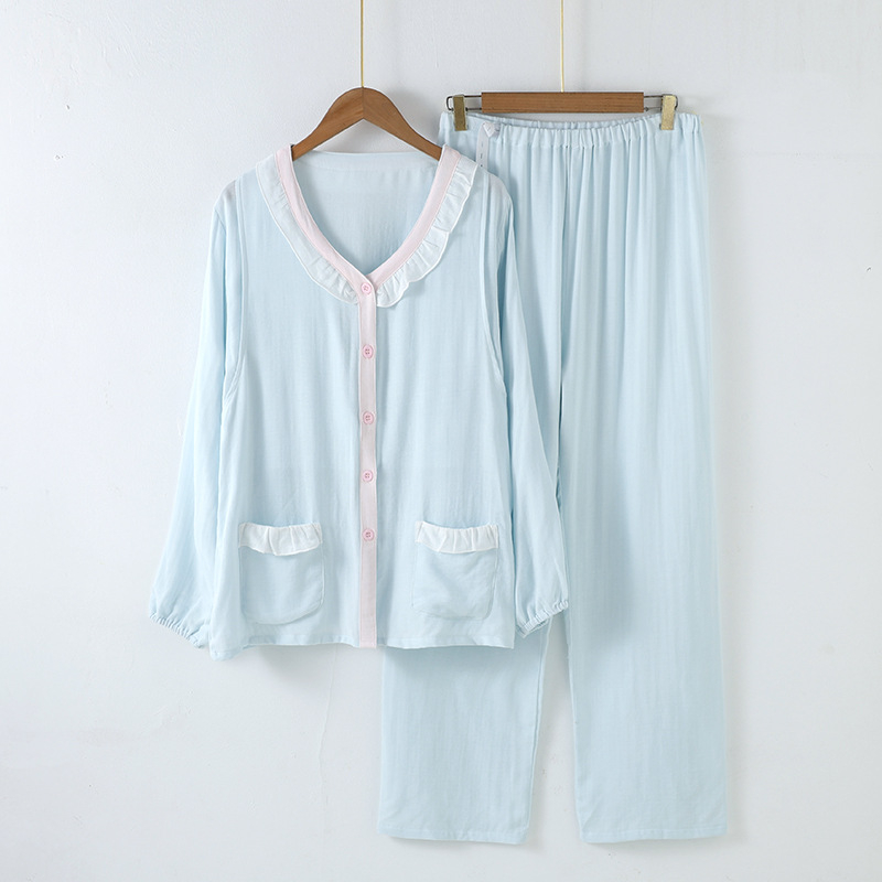 Postporođajna pidžama od bambusovih vlakana s umetkom za dojenje – dugi rukavi i hlače, lagano kućno odijevanje za proljeće/ljeto/jesen