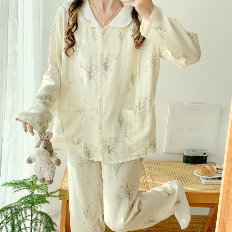 Postporođajna pidžama od bambusovih vlakana s umetkom za dojenje – dugi rukavi i hlače, lagano kućno odijevanje za proljeće/ljeto/jesen