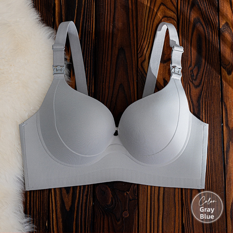 Dojčiaca podprsenka z jedného dielu, tenké tvarované košíky, pevné dvojité ramienka, zadná štyri rady háčikov, nylonová tkanina s hlavným obsahom bavlna 70-80% a podšívka bavlna 50-70%.