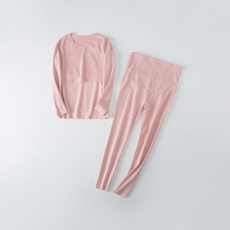 Várandós nők termikus alsó készlet – hosszú ujjú felső + cropped nadrág, 95% akril, téli