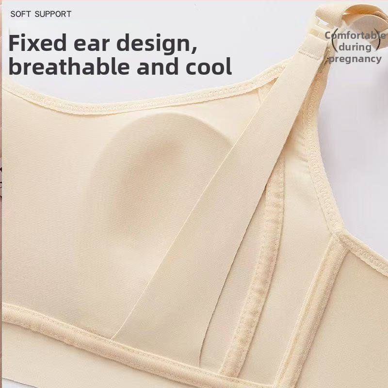 Bavlnená dojčiaca podprsenka s tenkými tvarovanými košíčkami, pevné dvojité ramienka, zadné štyri rady zapínania, jednovrstvý dizajn, vhodná pre všetky štádiá tehotenstva a dojčenia