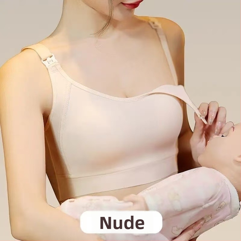 Bavlnená dojčiaca podprsenka s tenkými tvarovanými košíčkami, pevné dvojité ramienka, zadné štyri rady zapínania, jednovrstvý dizajn, vhodná pre všetky štádiá tehotenstva a dojčenia