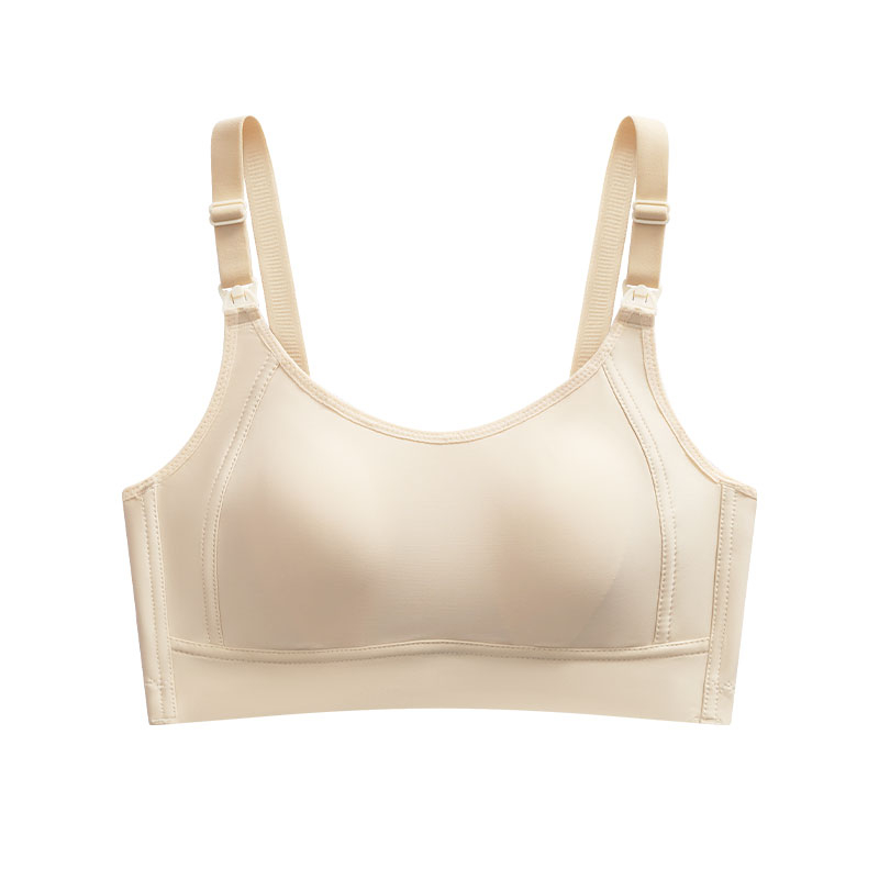 Bavlnená dojčiaca podprsenka s tenkými tvarovanými košíčkami, pevné dvojité ramienka, zadné štyri rady zapínania, jednovrstvý dizajn, vhodná pre všetky štádiá tehotenstva a dojčenia
