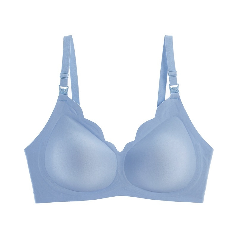 Trudnički grudnjak za dojenje s tankim oblikovanim košaricama, podstava od najlona 50–70%, fiksni dvostruki naramenici, bez žice, stražnje zatvaranje s tri reda kopči, pogodna za cijelu trudnoću i dojenje