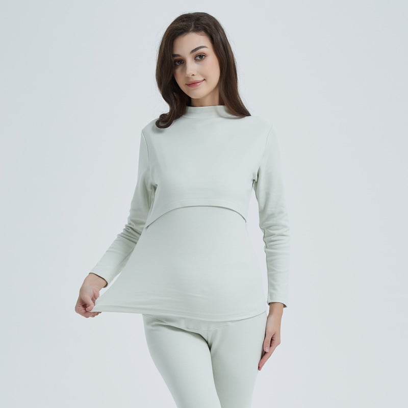 Trudnički top s dojenjem, 90–95% pamuka, polu-visoka ovratnica, horizontalni otvor za dojenje, gustoća tkanine 201–250 g/m2