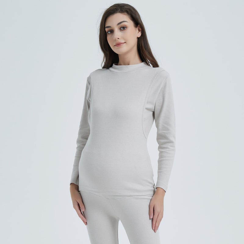 Trudnički top s dojenjem, 90–95% pamuka, polu-visoka ovratnica, horizontalni otvor za dojenje, gustoća tkanine 201–250 g/m2