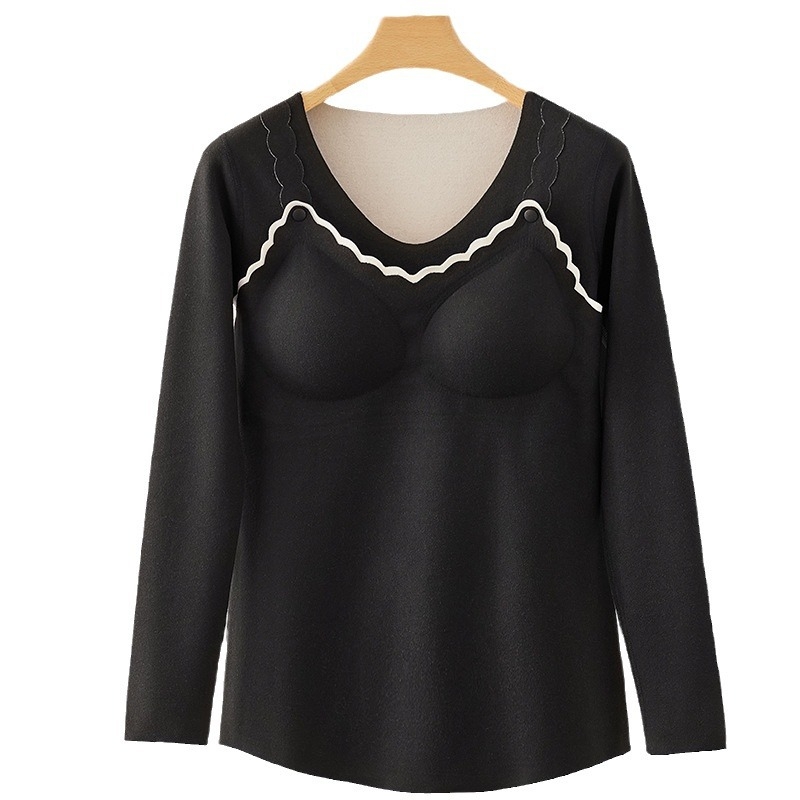 Szoptatós női top Derong anyagból, szoptatási nyílással, 90–95% poliészter, hosszú ujjú