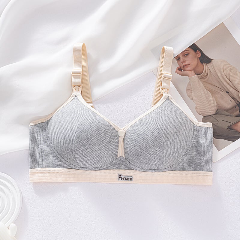 Maternitetski grudnjak za dojenje, pamuk, tanke oblikovane košarice, stražnje zatvaranje s četiri reda kukica
