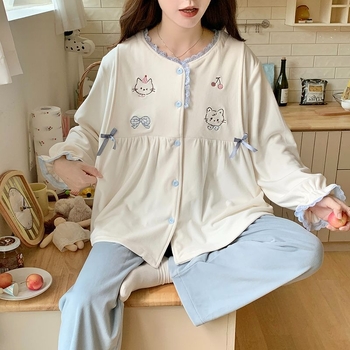 Tehotenské a dojčiace pyžamo set Island Velvet, 100% polyester, okrúhly výstrih, dlhé rukávy, nohavice, hrúbka 201–250 g/m²