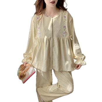 Tehotenské a dojčiace pyžamo set Island Velvet, 100% polyester, okrúhly výstrih, dlhé rukávy, nohavice, hrúbka 201–250 g/m²